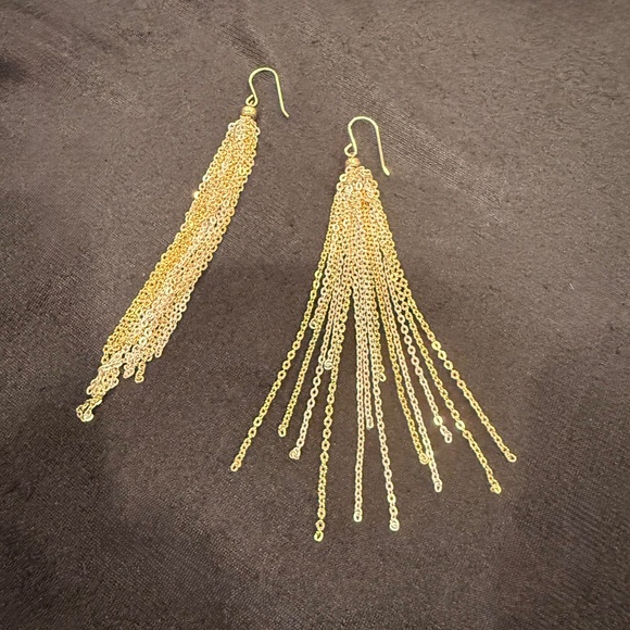 Delicate Gold and Silver Chain Link Tassel Earrings - Picture 1 of 4